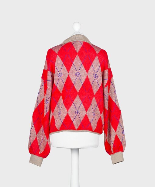 Strickpullover mit Polokragen “JADE” real red diamonds (ER02)