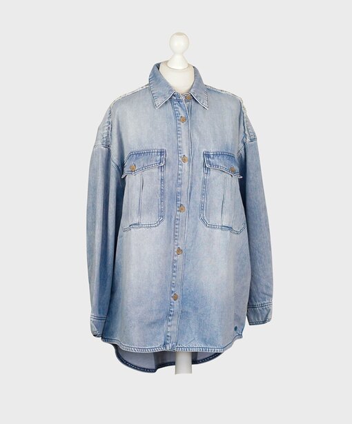 Oversize Jeanshemd “ERMELINA” splash blue (ER36)