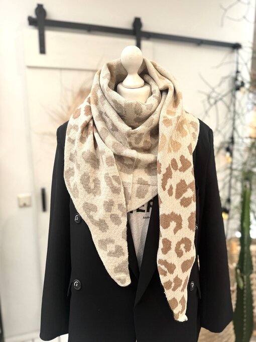 Dreiecksschal “LEONORE” leo beige (AS18)