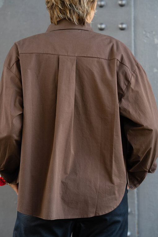 Lockere Bluse mit Seide schokobraun “SIERRA” (HB04)