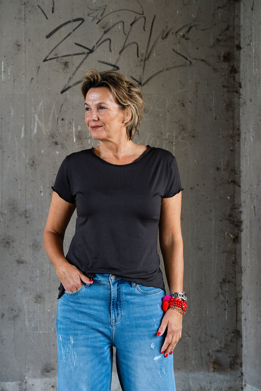 Kurzarmshirt “HANNAH” graubraun (BA83)