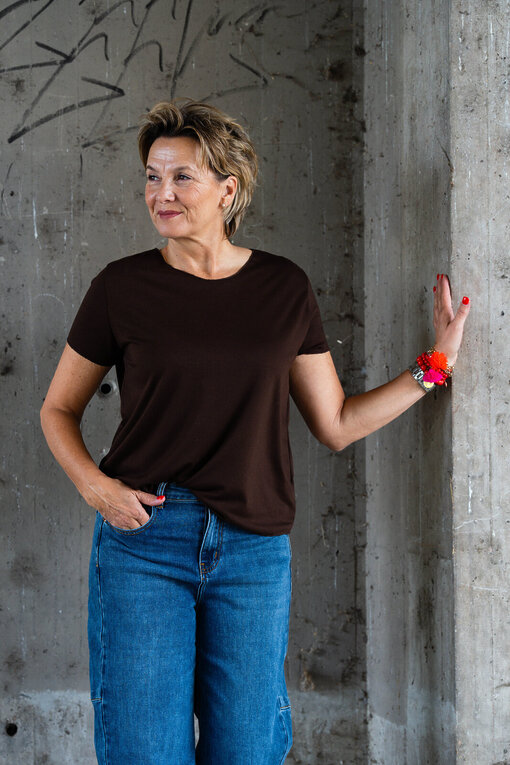 Kurzarmshirt “INDIRA” schokobraun (BA43)