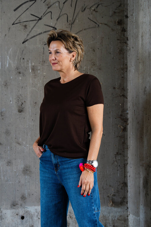 Kurzarmshirt “INDIRA” schokobraun (BA43)