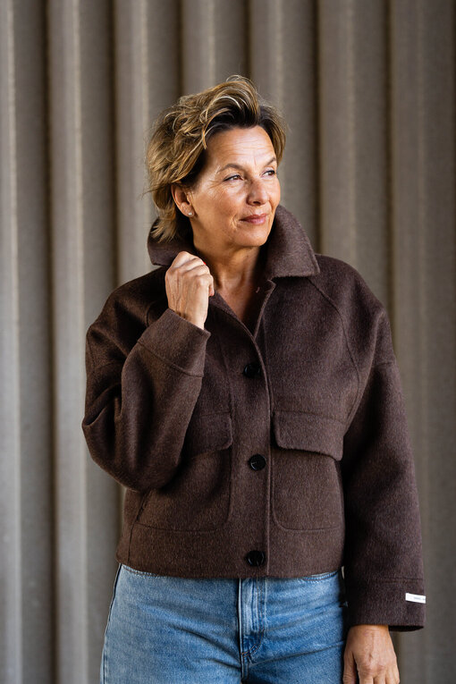 Wolljacke mit Cashmere “CARLA” schokobraun (GW79)