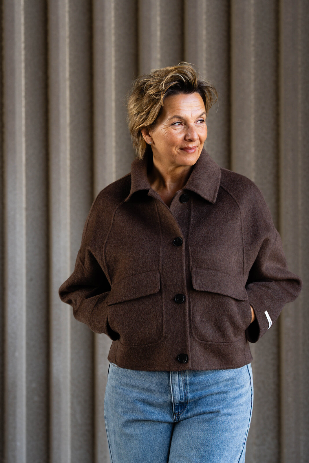 Wolljacke mit Cashmere “CARLA” schokobraun (GW79)