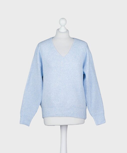 Rippstrickpulli mit Wolle “MARLEEN” hellblau (GW212)