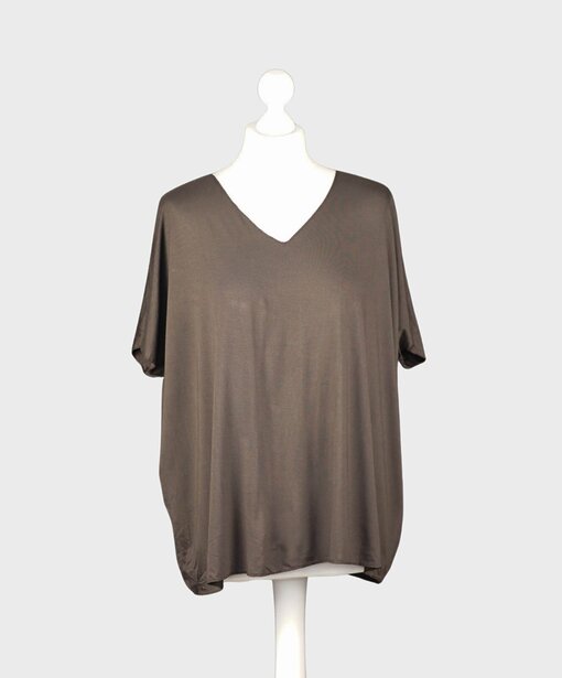 Basic Kurzarmshirt “INES” graubraun (BA69)