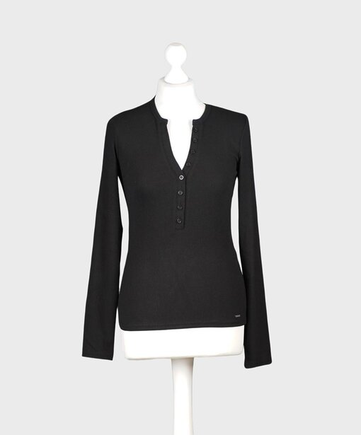 Longsleeve mit V-Ausschnitt “CECILIA” black (HL12)