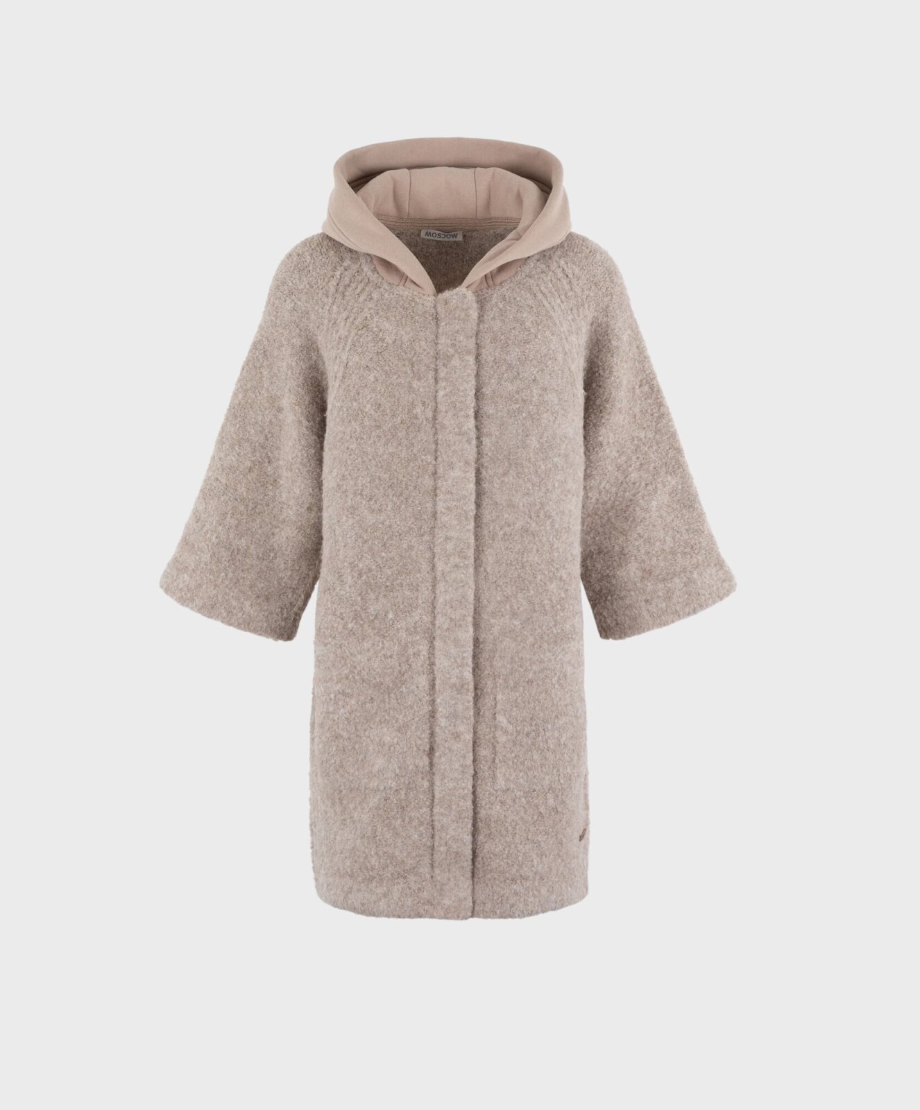 Warme Strickjacke mit Kapuze “TAMMY” taupe solid (MSC16)