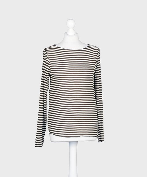 Transparentes Streifenshirt “RENATA” ecru/braun (BA06)