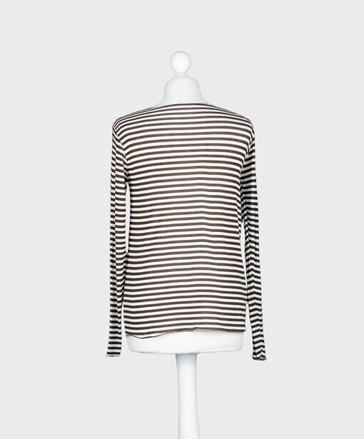 Transparentes Streifenshirt “RENATA” ecru/braun (BA06)