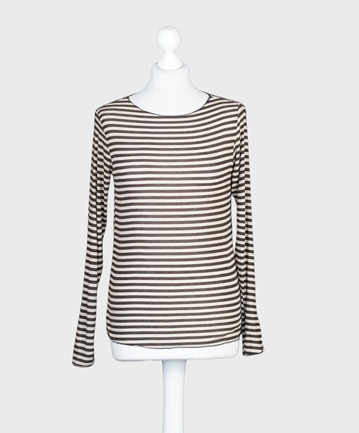Transparentes Streifenshirt “RENATA” sand/braun (BA06)