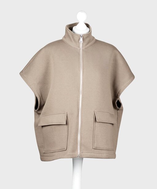 Oversized Sweat Weste “MEGHAN” cappuccino (GW29)