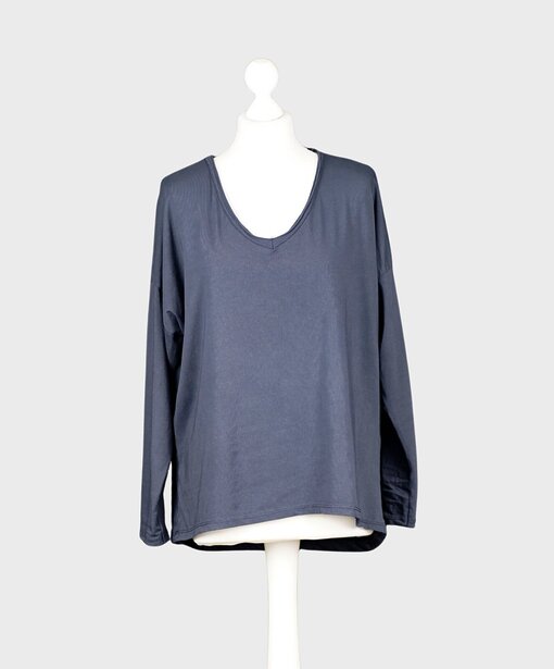 Langarm – Shirt “SASKIA SMALL” mittelblau (BA21)