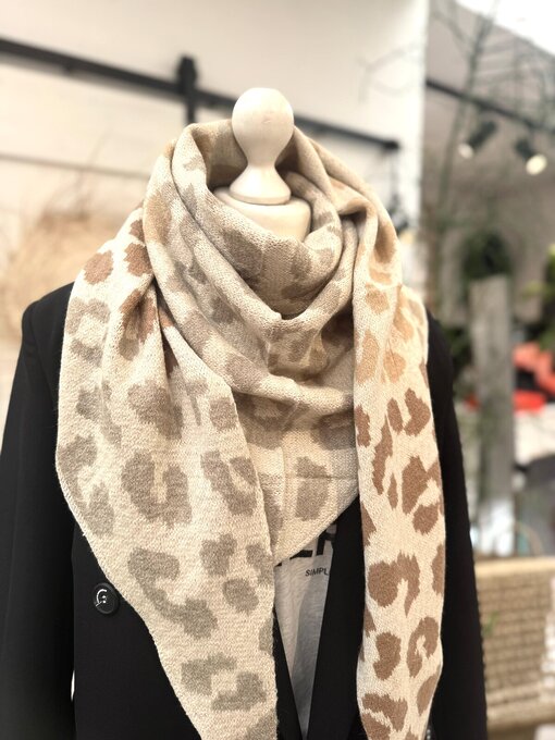 Dreiecksschal “LEONORE” leo beige (AS18)
