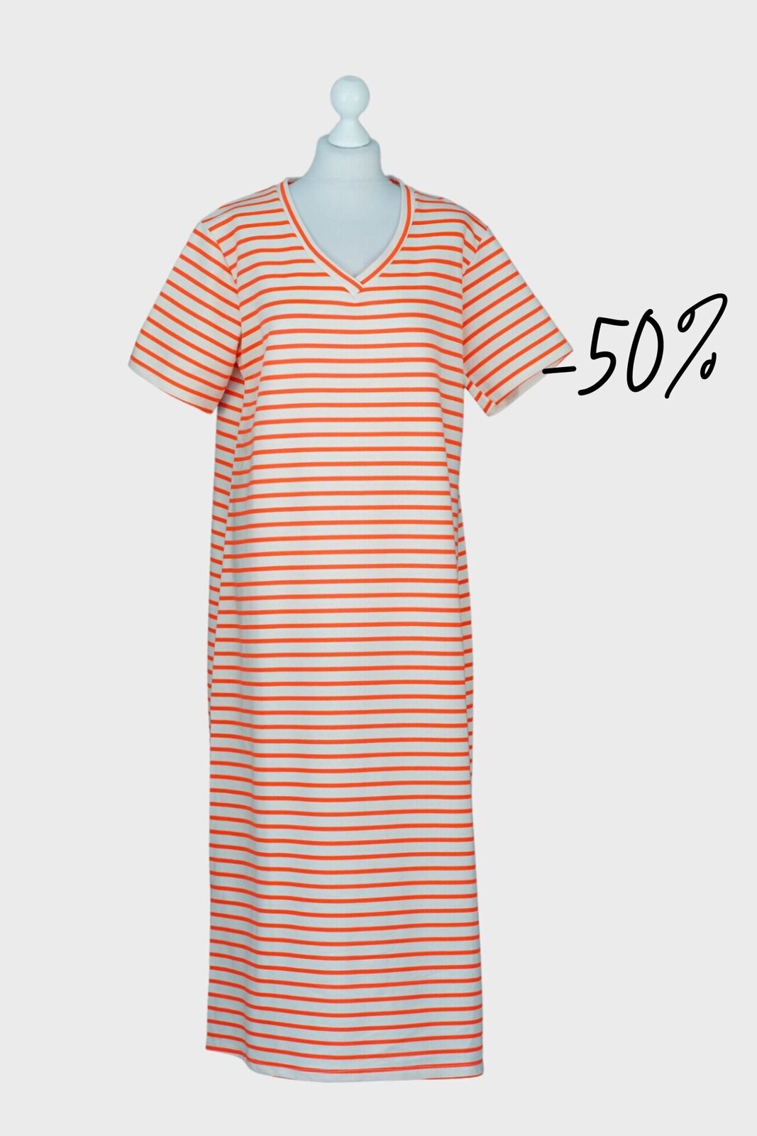 Streifenkleid “VIRGINIE” neon orange/beige (GW60)