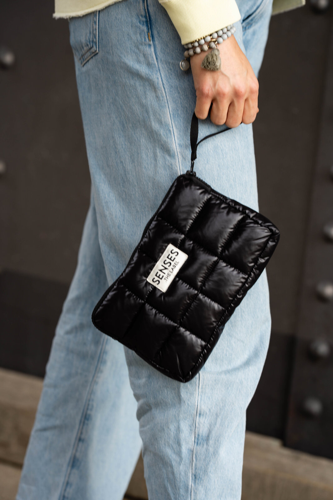 Puffer Kosmetik Bag “ALLISON” black shine (SE39)