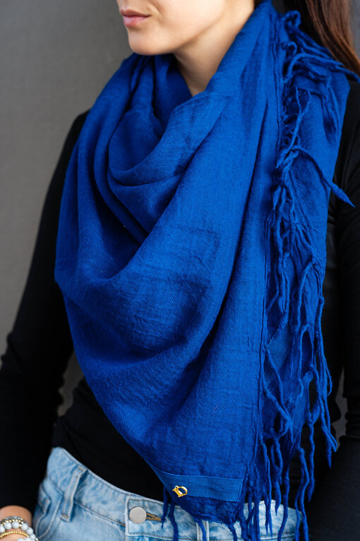 Schal mit Fransen “ZOEY” true blue (10D113)