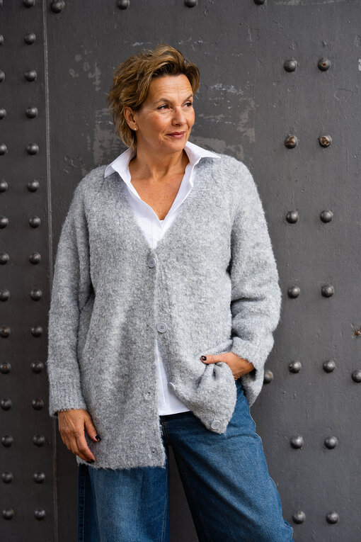 Strickcardigan “LOREENA” hellgrau (GW228)