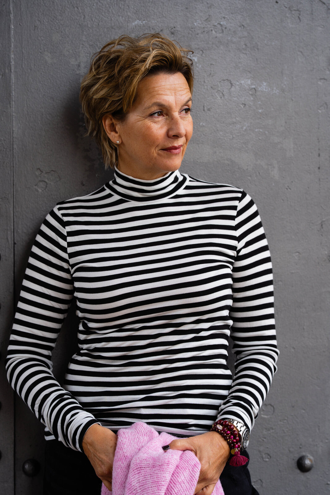 Longsleeve mit Streifen “DORA” black/ivory (SE56)