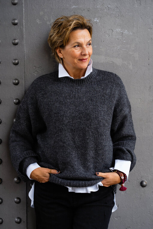 Strickpullover “KOBE” anthra melange (SE16)