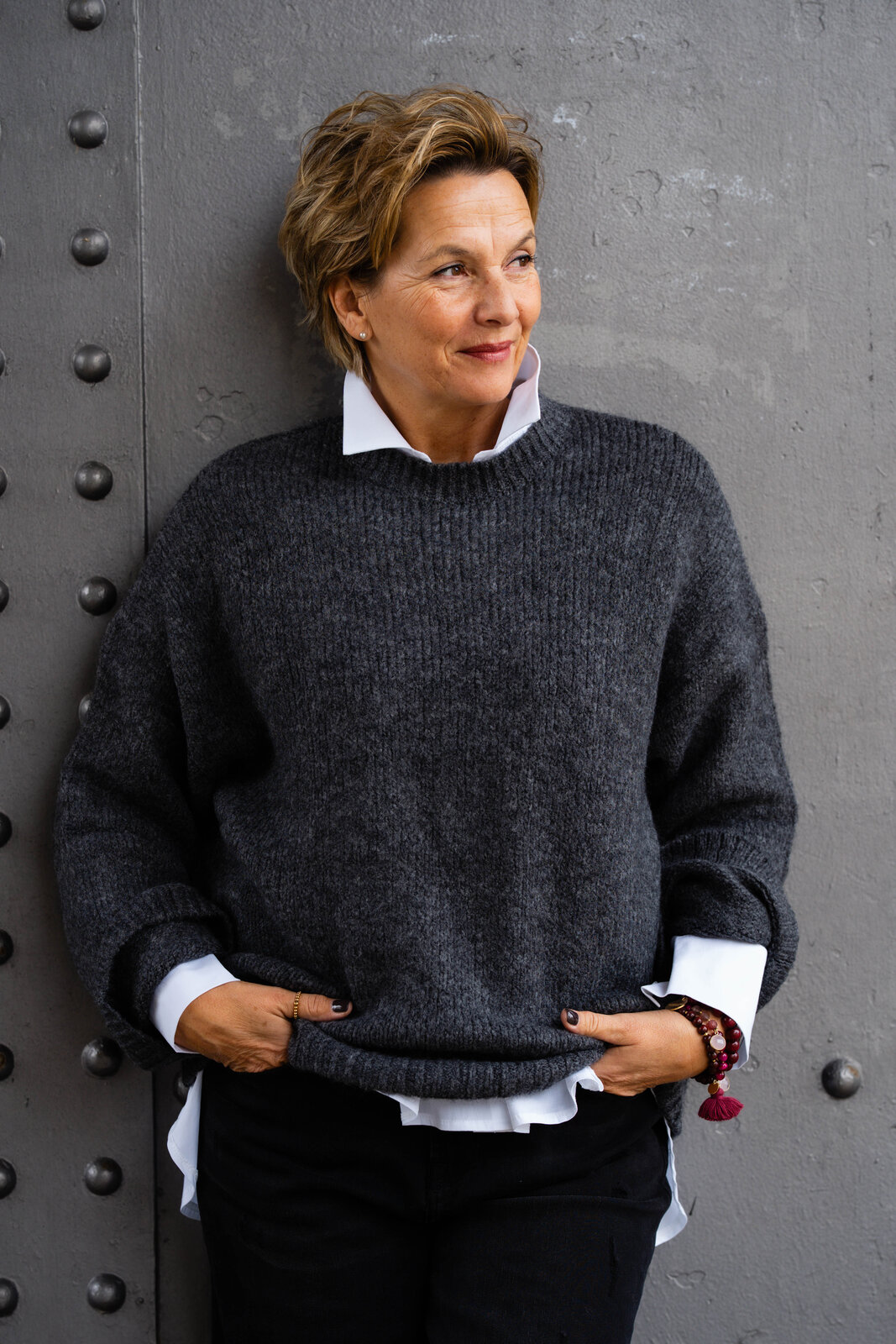 Strickpullover “KOBE” anthra melange (SE16)