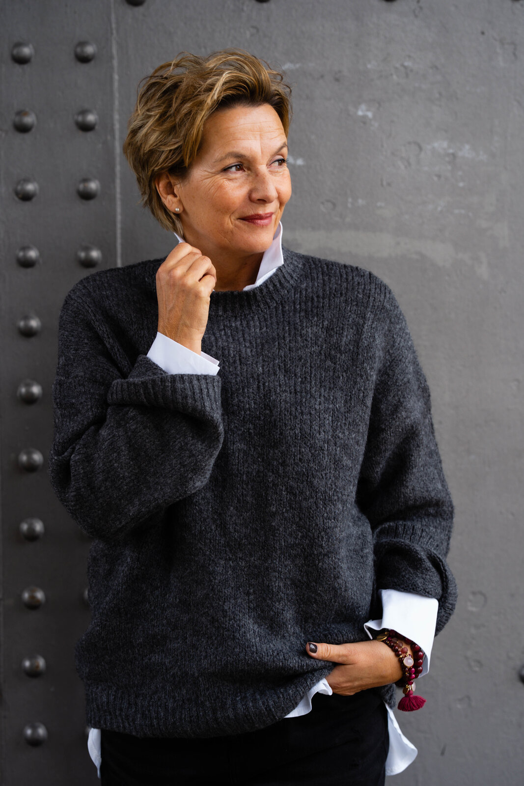 Strickpullover “KOBE” anthra melange (SE16)