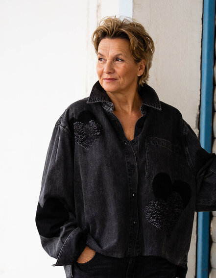 ELIAS RUMELIS - Cooles Jeanshemd "BEBA SEQUINS" (ER45-1)