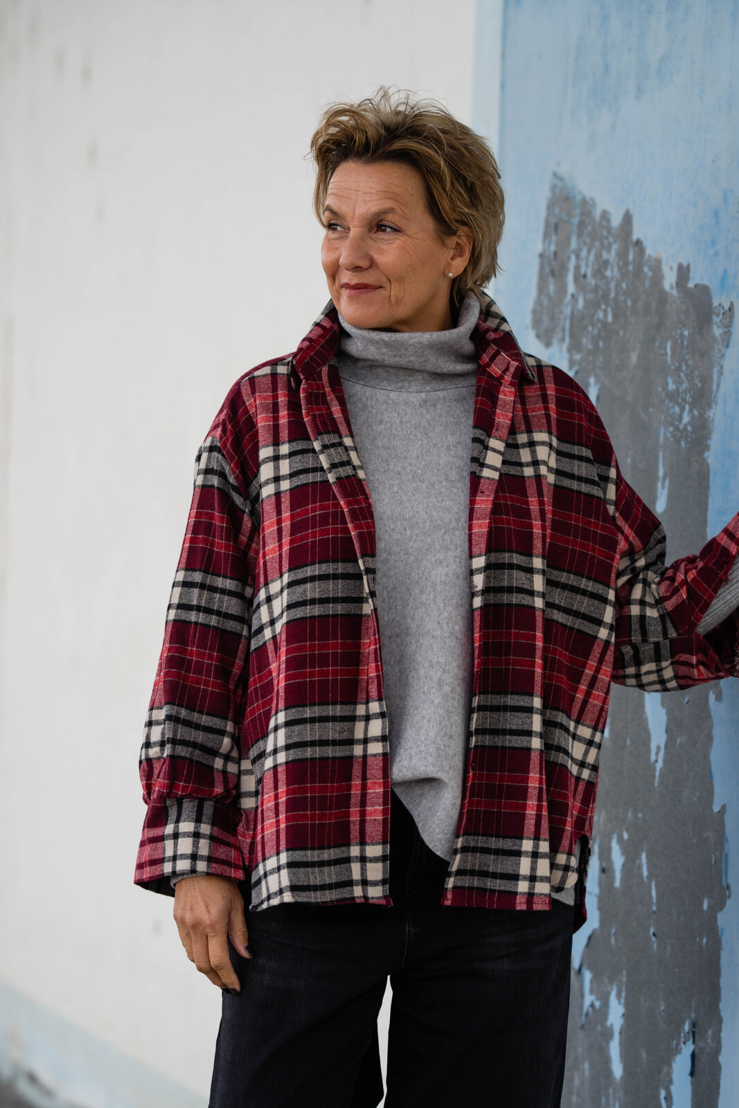 Kariertes Flanellhemd “TRACY” burgunder/beige (GW04)