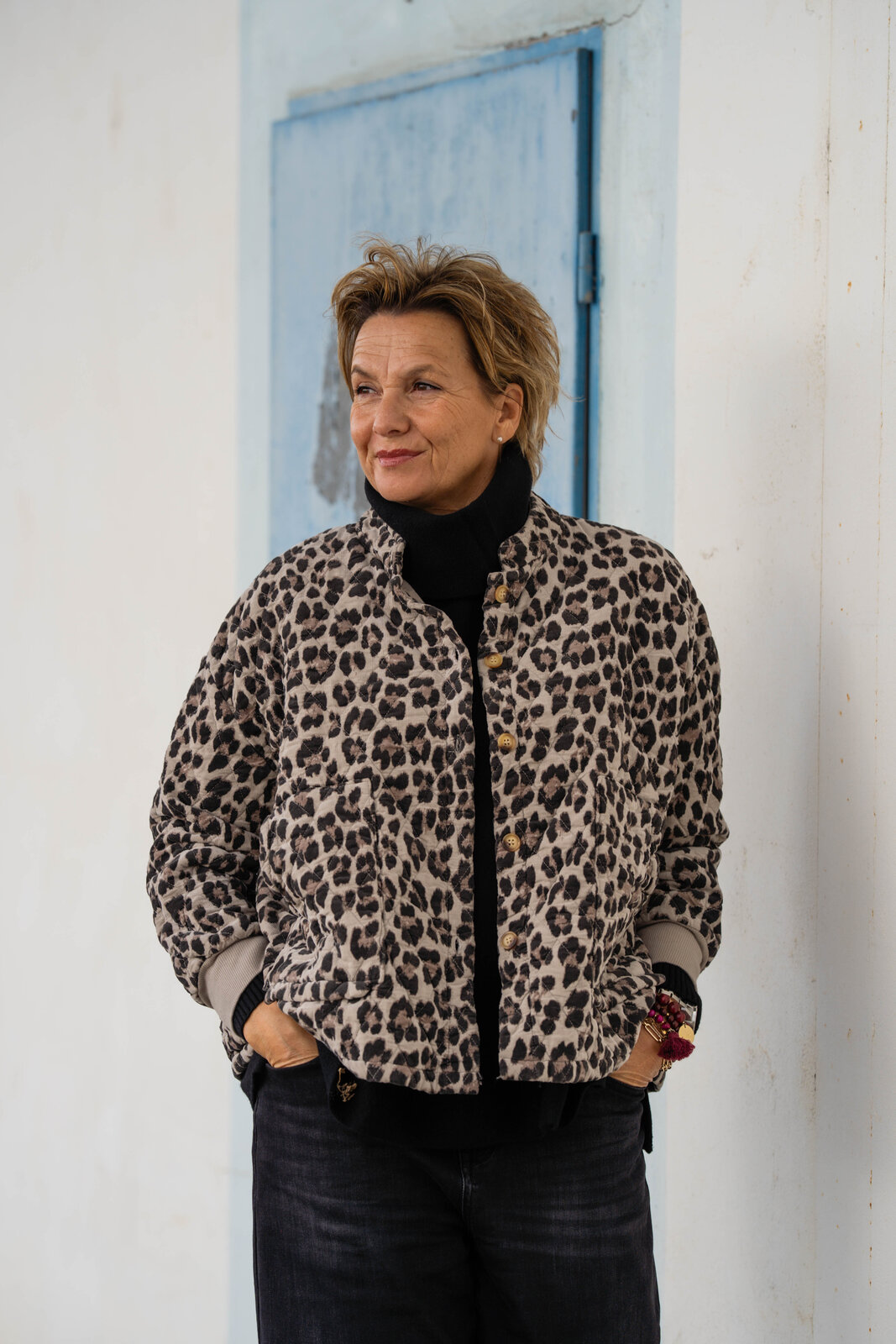 Feine Cord Steppjacke “JASMINA” leo sand (GW81)