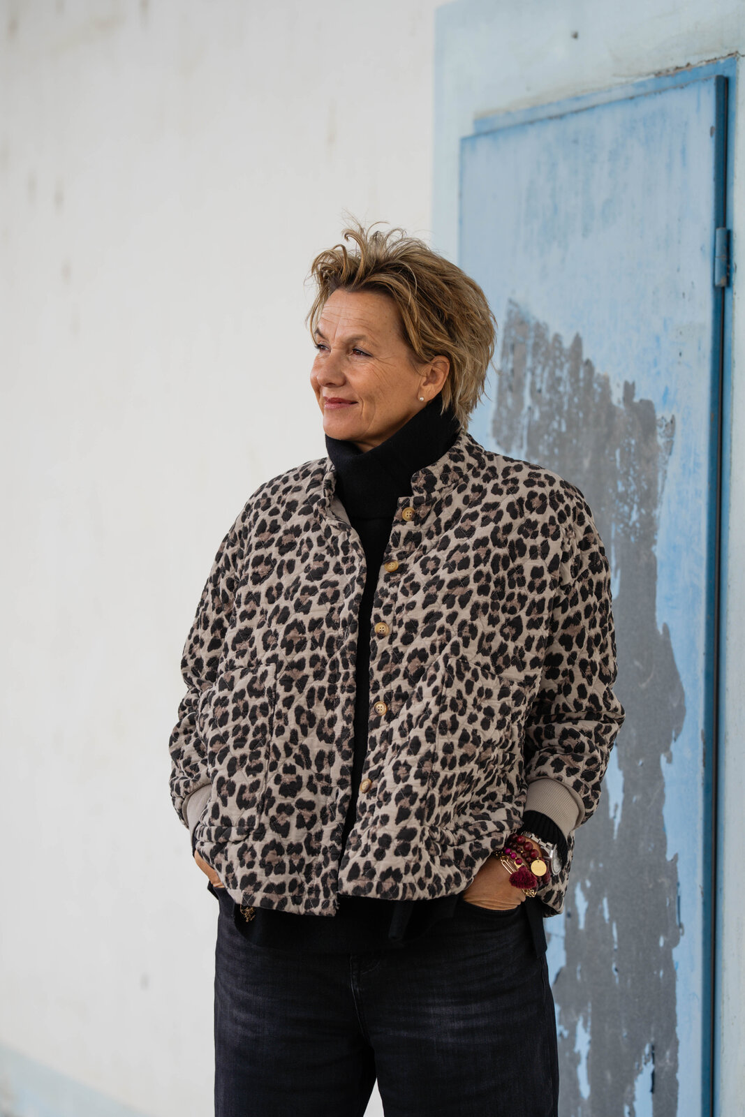 Feine Cord Steppjacke “JASMINA” leo sand (GW81)