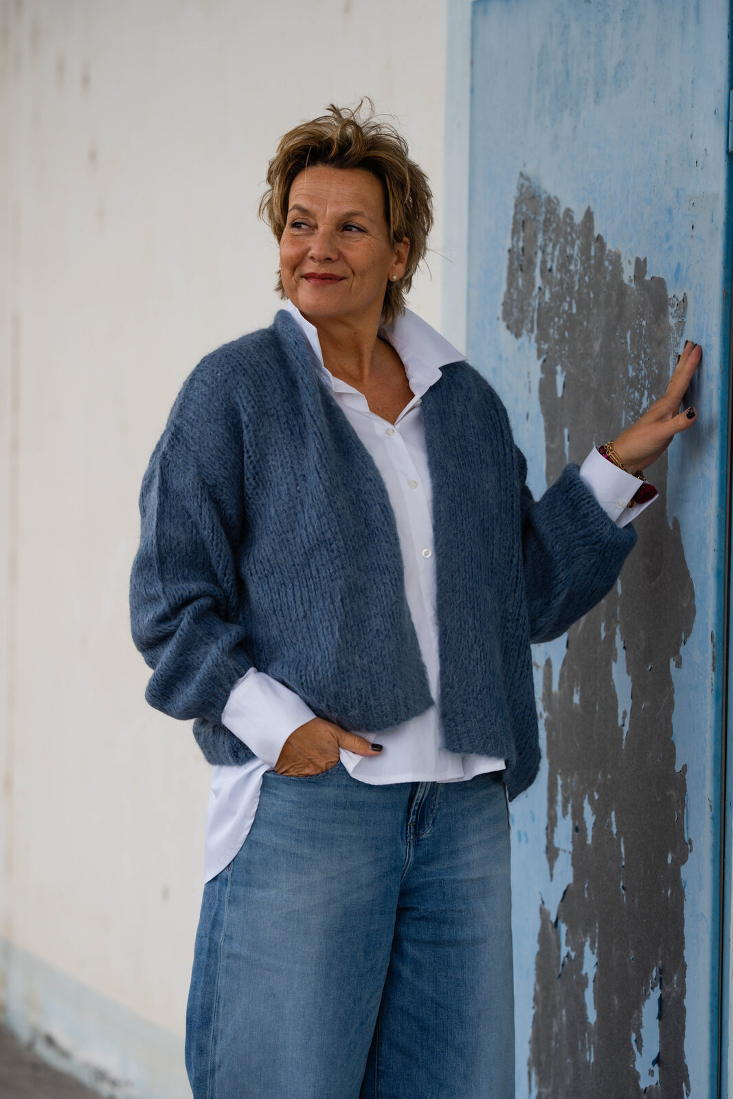 Grobstrick Cardigan “ALLISTON” lake  (HL31)