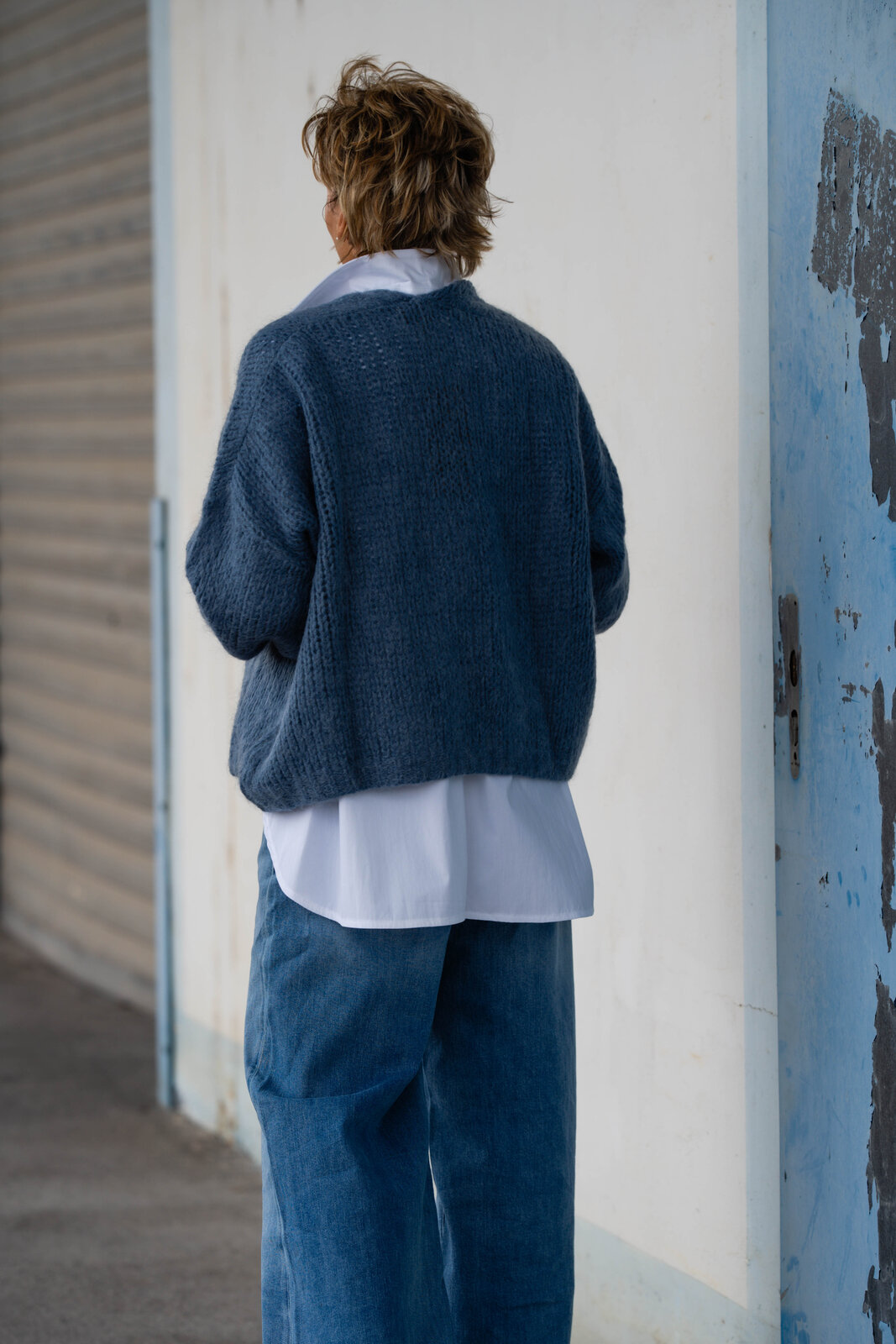 Grobstrick Cardigan “ALLISTON” lake  (HL31)