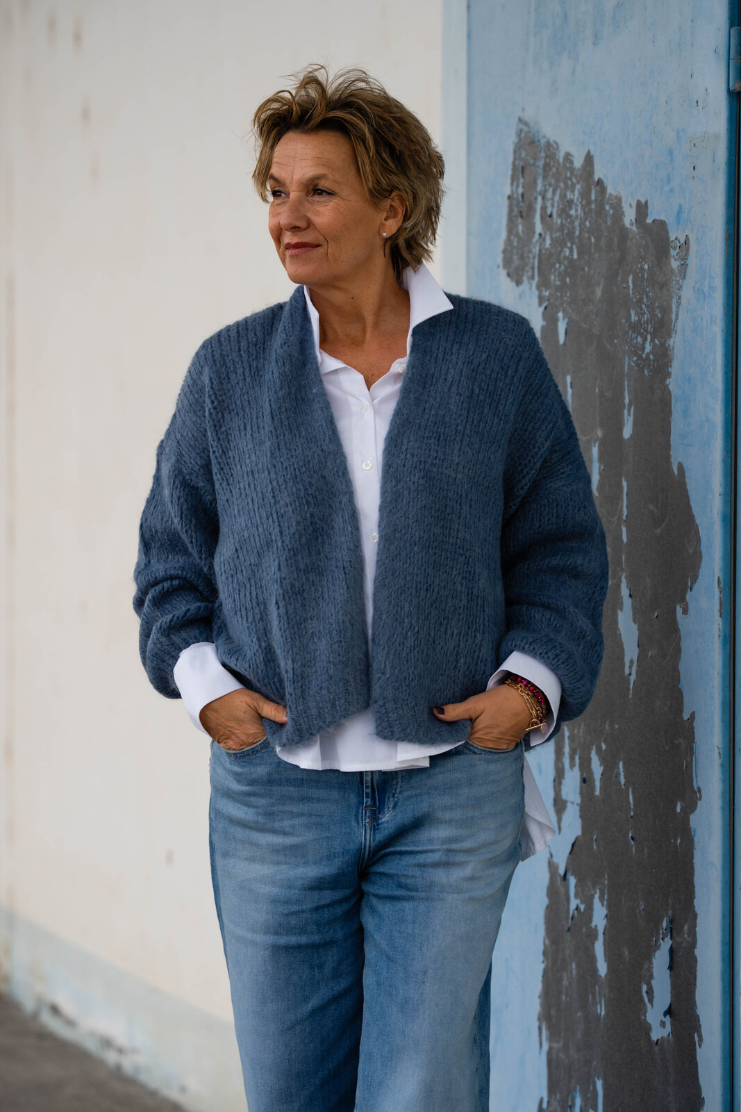 Grobstrick Cardigan “ALLISTON” lake  (HL31)