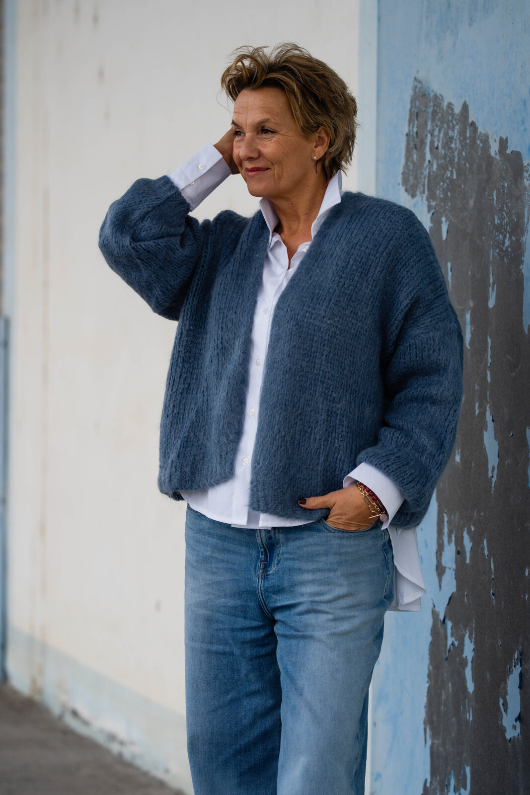 Grobstrick Cardigan “ALLISTON” lake  (HL31)