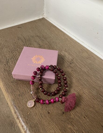 SCHMÜCKSTÜCK - Wickelarmband "MALA TWIN BURGUNDY" (SSK18)