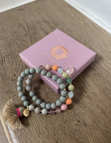 SCHMÜCKSTÜCK - Wickelarmband "MALA TWIN COLOUR GREY" (SSK08)