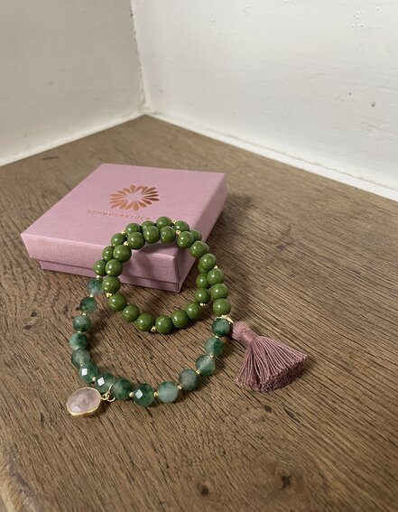 SCHMÜCKSTÜCK - Wickelarmband "MALA TWIN OLIVE" (SSK03)