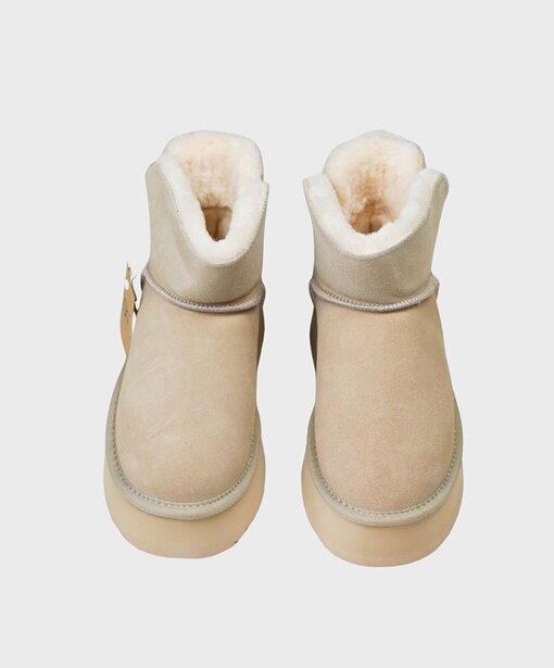 Leder Boots mit Plateausohle “JAYCE” beige (OOG04)