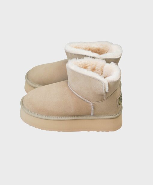 Leder Boots mit Plateausohle “JAYCE” beige (OOG04)