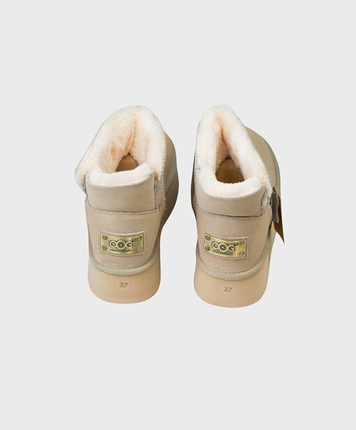 Leder Boots mit Plateausohle “JAYCE” beige (OOG04)