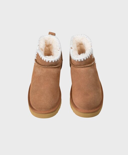 Curly Classic Ultra Mini Ankle Boots “FELINA” camel (OOG03)