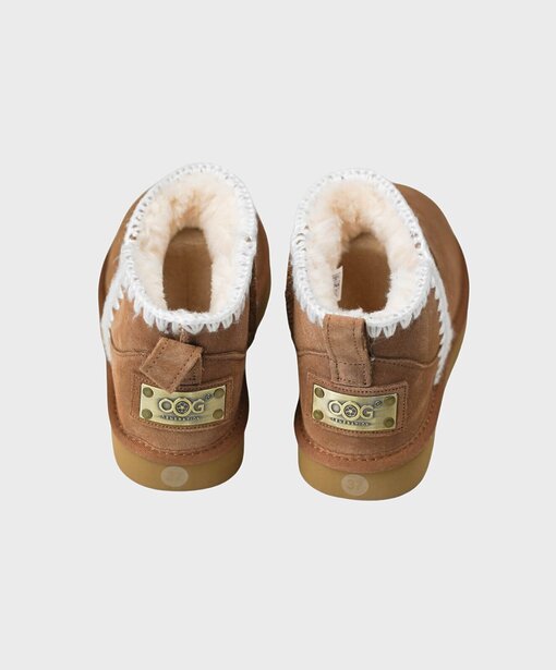 Curly Classic Ultra Mini Ankle Boots “FELINA” camel (OOG03)