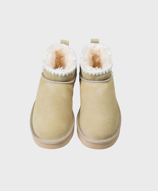 Curly Classic Ultra Mini Ankle Boots “FELINA” beige (OOG03)