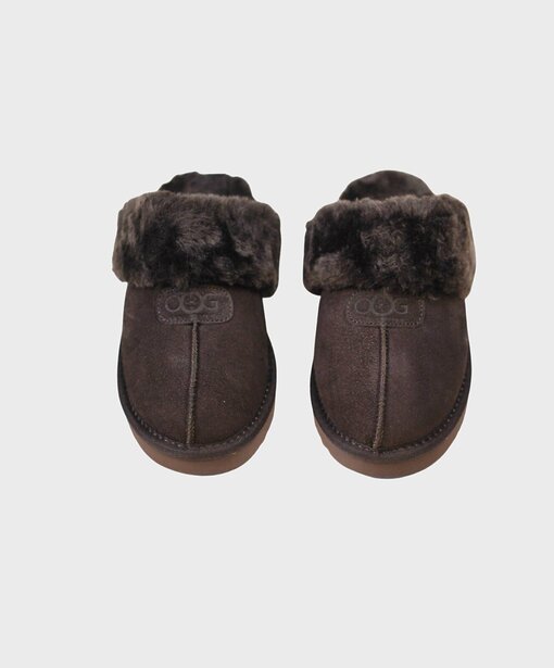Pantoffel mit Teddyfell “ELARA” mokka (OOG01)