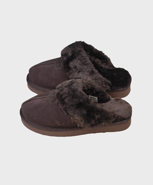 Pantoffel mit Teddyfell “ELARA” mokka (OOG01)
