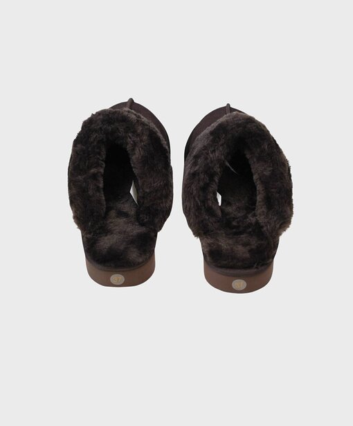 Pantoffel mit Teddyfell “ELARA” mokka (OOG01)