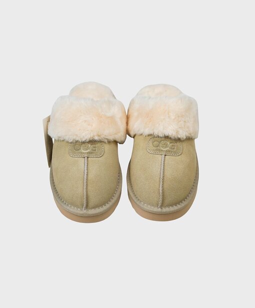 Pantoffel mit Teddyfell “ELARA” beige (OOG01)