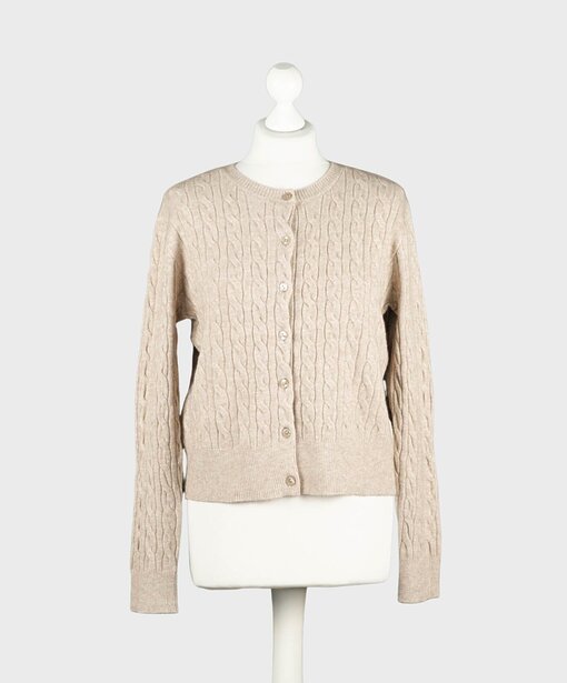 Strickjacke mit Zopfmuster “BRIDGET” beige meliert (GW84)