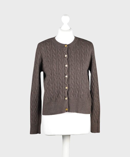 Strickjacke mit Zopfmuster “BRIDGET” braun (GW84)